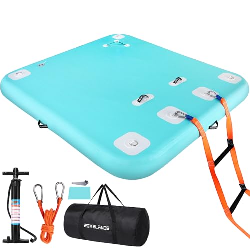 ROMELANDS Inflatable Floating Dock, Swim Platform Floating Island Raft, Large Air Mat Inflatable Water Pad with None-Slip Surface for Lake Pool Beach Ocean