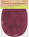-2 Iron-on Faux Microfiber Suede - Elbow Patches Size 4 1/2 in x 5 3/4 in (Microfiber Burgundy)