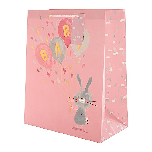 Hallmark Bolsa de regalo grande para bebé, diseño de conejo, color rosa