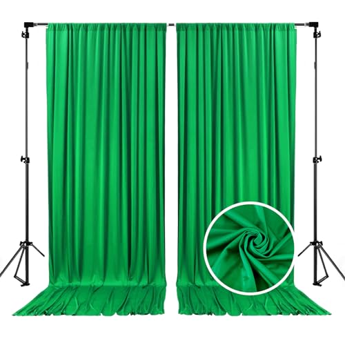 Image of 10 x 7 Feet Grass Green Backdrop Curtain for Partie, Background Curtains for Photoshoot, Birthday, Wedding, Halloween, Thanksgiving, Christmas, New Year Party Decorations 5Ft x 7Ft, 2 Panels