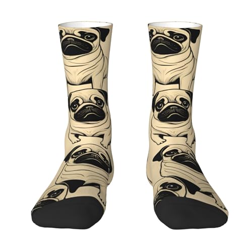 SXOOGE Socken mit niedlichem Mops-Motiv, Unisex, lässig, Training, athletische Socken, für Herren und Damen, atmungsaktiv, tolles Geschenk, Weiss/opulenter Garten, Einheitsgr��e