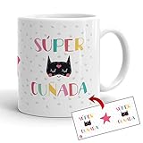 Kembilove Tazas de Cafe Originales – Taza Personalizada Súper Cuñada – Tazas cumpleaños – Regalos Originales para cuñados – Tazas de Navidad Familia