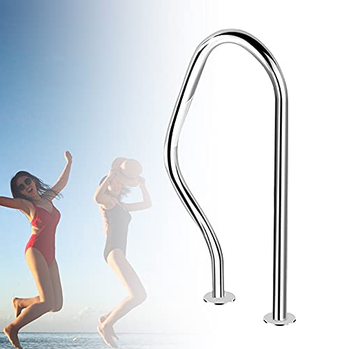 Pool Handrails Pool Safety Handrail, 304 Stainless Steel Safe Non-Slip Swimming Pool Handrail, 3-Bends Rails, Easy Mount