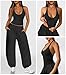 Hragc Womens Halter Tops Black Racerback Workout Tank Top for Women Plunge V Neck Split-Back Spaghetti Strap Fitted Ribbed Yoga Athletic Shirts Medium