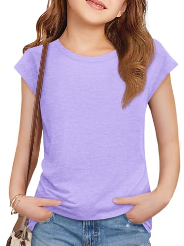 Image of Imily Bela Girls Short Sleeve T Shirts Crew Neck Cap Sleeve Tank Tops Casual Loose Summer Shirt Kids 5-14 Years
