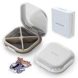 ONTERATE Portapillole Giornaliero 4 Scomparti, Portapillole Portatile da Viaggio, Mini Contenitore per Pillole per Tasca in Borsa, Contenitore per Pillole per Vitamine, Integratori (Bianco Grigio)