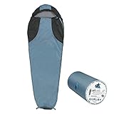 Bequemer, warmer und leichter Trekkingschlafsack in Mumienform | Kapuze mit Kordelzug | Thermo-Wärmekragen | Zweiwege Reißverschluss mit Thermo-Abdeckleiste & Autolock | platzsparender Packsack
