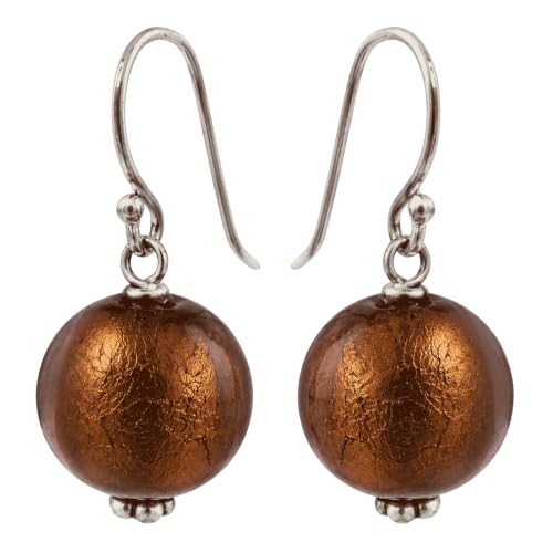 Boucles d'oreilles rondes en argent d'artisanat d'art de Murano violet