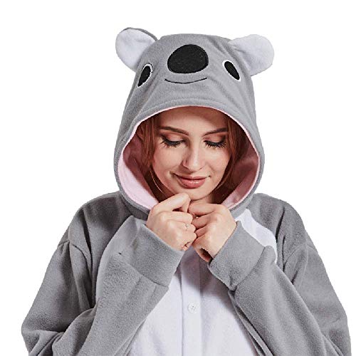 Miniatura 5 de Funnycos Unisex Pijamas De Animales Para Adultos Con Capucha, Disfraz De Cosplay De Halloween, Ropa De Estar Por Casa, Coala, M