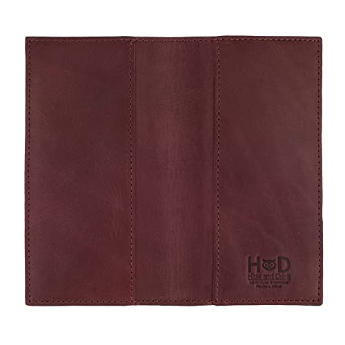 Image of Hide & Drink, Checkbook Cover, Minimalist Organizer for Personal or Business Finances, Bill Holder, Full Grain Leather, Handmade, Sangria