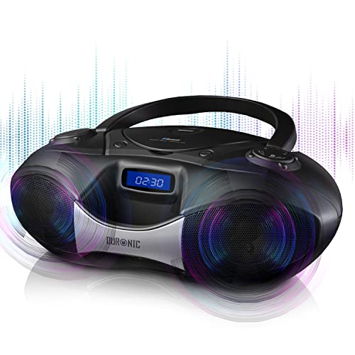 Duronic RCD6200 Boombox | UKW Radio CD-Player mit Bluetooth und MP3 Streaming | 2 x USB Anschluss für Stick und Aufladen von Smartphone | AUX-In | Batterie und Kabel | Kinder Küche Camping | LCD