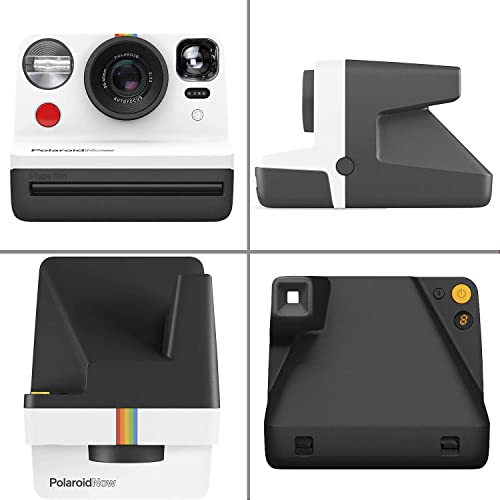 Polaroid Now I-Type Instant Camera - Black & White + Polaroid Color I-Type Film (16 Sheets) + Black Album + Neck Strap - Gift Bundle #TOP1