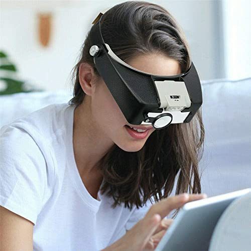 Head Magnifier Jewelers with LED Light Illuminated Helmet Magnifying 1.5X 3X 8.5X 10x Tools for Watch Repair Precision Work Reading (Black) - Image 2