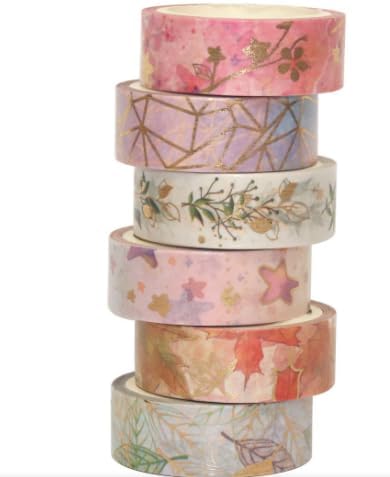 6 Washi Masking Gold Foil Tape -5m