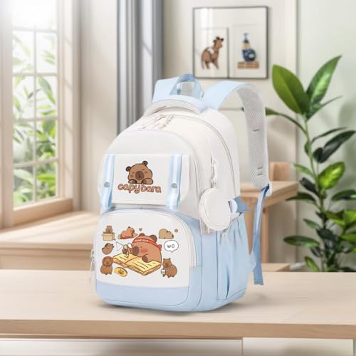 Capybara Backpack Large Capacity Backpacks for (Blue)4