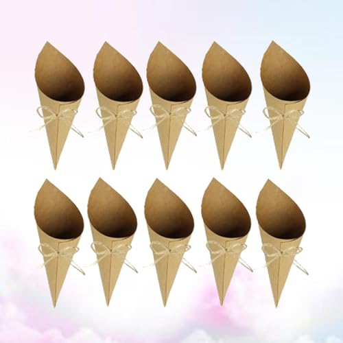 COHEALI Confetti Tubes Elegant and Concise Design and Double-Sided Tape 50pcs Conical Shaped Kraft Paper with Rope Paper Containers to Hold Rose Petals or Confetti for Special Events - Image 4