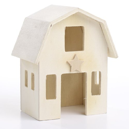 Set of 2 Unfinished Wood Assembled Country Barn Perfect for Crafters, Creators, and Decorators
