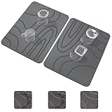 Stone Drying Mat for Kitchen Counter,2 Pack 16''x12'' Quick Dish Drying Stone Mat Kitchen,Double-sided Diatomaceous Earth Stone Drying Mat,No Moisture Residue, Stone Dish Drying Mat (Curved Stripes)