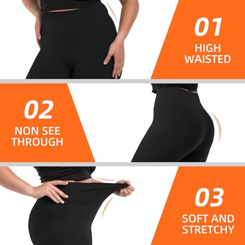 SINOPHANT Leggings plus size para mulheres, cintura alta, controle de barriga, supermacia, preta, io