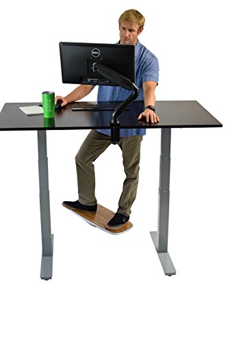 Base+ Standing Desk Balance Board Aluminum Bamboo Wobble Board Ergonomic Office Standing Desk Accessories Wooden Balancing Platform Footrest Easy Gentle 360 Motion Silver #TOP6