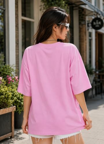 Image of London Hills Oversized Tshirt for Woman | t Shirt for Woman Oversized Fit Printed Round Neck | Tops for Woman's | Women t Shirt Loose Fit Drop Shoulder | t Shirts for Women | Western Tops