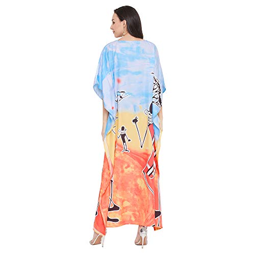 Image of Oussum Plus Size Kaftan Dresses for Women, Polyester Summer Caftan Cover Up Maxi Beach Dress, 1X-3X
