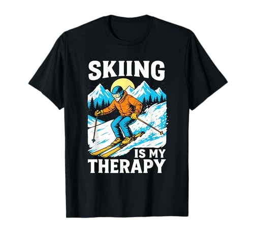 « Le Ski est ma thérapie » Retro Mountain Snow Sports | Ski d'hiver T-Shirt