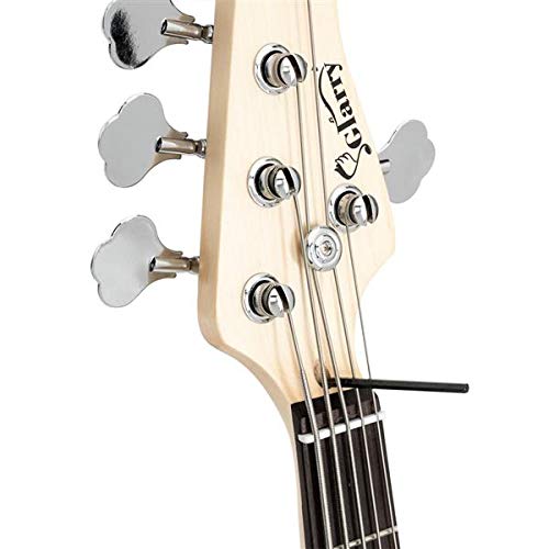 Bass & Guitar Accessories Glarry Gjazz Electric 5 String Bass Guitar Full Size Bag Strap Pick Connector Wrench Tool Transparent Yellow #TOP6