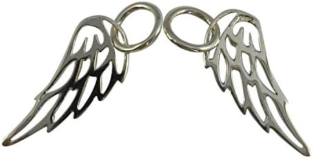 Sterling Silver 925 Small Angel Wing Charm with Closed Jump Ring 2 Pieces