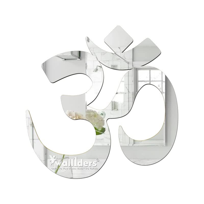 Wall1ders Om mirror stickers for wall, acrylic mirror wall decor sticker, wall mirror stickers, Acrylic Stickers, Wall Stickers for Hall Room, Bed Room, Kitchen. (Silver1.5mm)