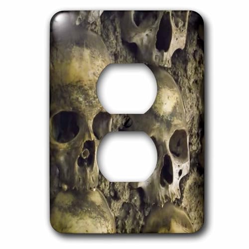 Tête de mort Chapelle d'os Evora plaque de décoration pour 2 prises de courant multicolore