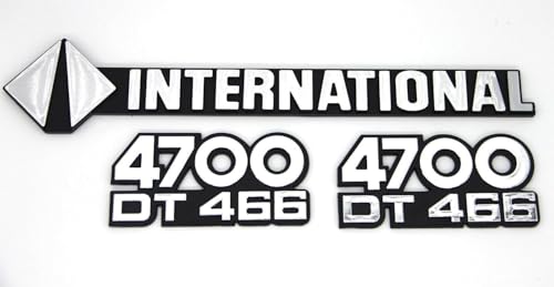 Image of 3Pcs Set International 4700 DT466 Emblems Side and Front Badge Logo Compatible with International Truck (Chrome)