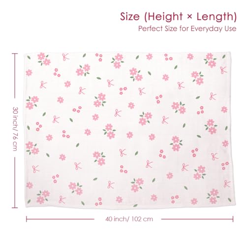 Image of SANDJEST Pink Floral Minky Muslin & Dotted Blanket 30x40 in Gift for Holiday, Gender Reveal Party, Hospital Visit, Baptism
