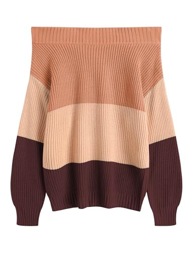 Image of ZAFUL Sweaters for Women Off Shoulder Knit Sweater with Long Sleeve Loose Pullover Jumper Tops