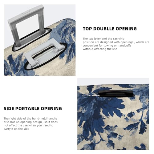 Vintage Navy Abstract Floral Flower Elastic Travel Luggage Covers Dustproof Scratch-Resistant Suitcase Protector Fit 22-24 Inch3
