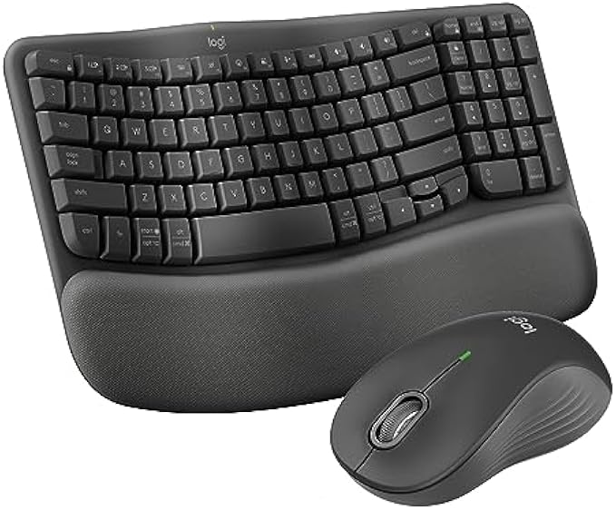 Logitech Wave Keys MK670 Combo, Wireless Ergonomic Keyboard with Signature M550 L Wireless Mouse, Comfortable Natural Typing, Bluetooth, Logi Bolt, for Multi-OS, Windows/Mac - Graphite