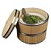 Helikim Cuiseur Vapeur en Bambou Naturel à 2 Niveaux pour Aliments artisanaux de 7 à 12 Pouces,25cm