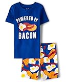 The Children's Place Boys Short Sleeve Top And Snug Fit 100% Cotton 2 Piece Pajama Set, Edge Blue, 14 US