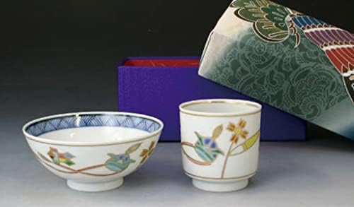 Kyo-yaki. Sukoyaka Table ware set for boys with cloth box. Porcelain.