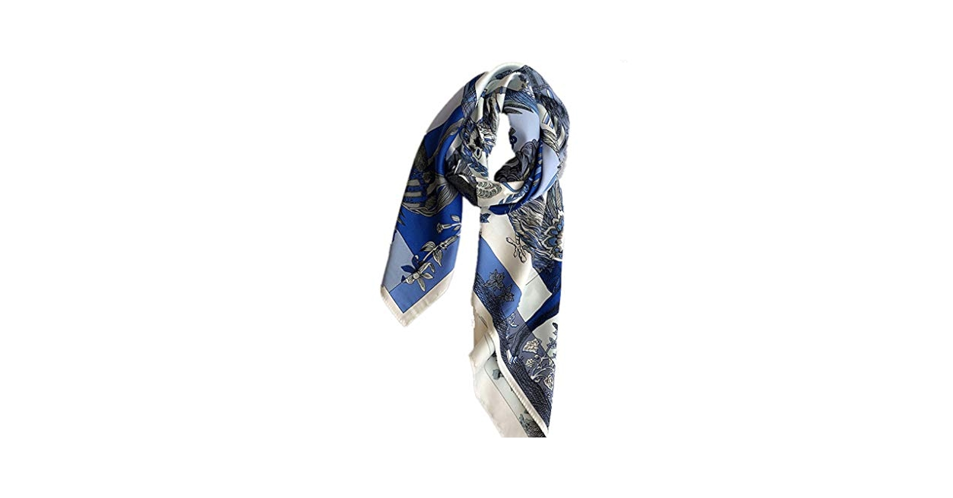 autoool Square Scarf Twill Simulation Silk Blue Silk Scarf