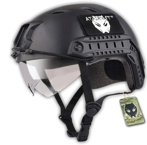 ATAIRSOFT BJ Type Airsoft Tactical Fast Helmet with Protective Goggles Version Black