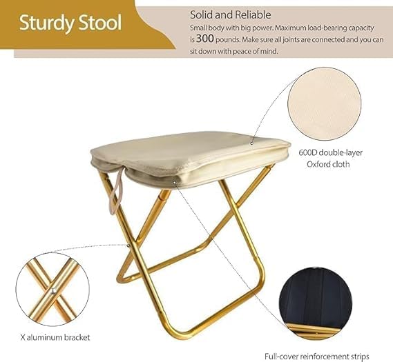 Folding Stool – Mini Outdoor Camping Chair | Portable Lightweight Foldable Stool with Carry Bag | Durable Slacker Seat for Fishing, Hunting, Travel, Hiking & Picnics 2