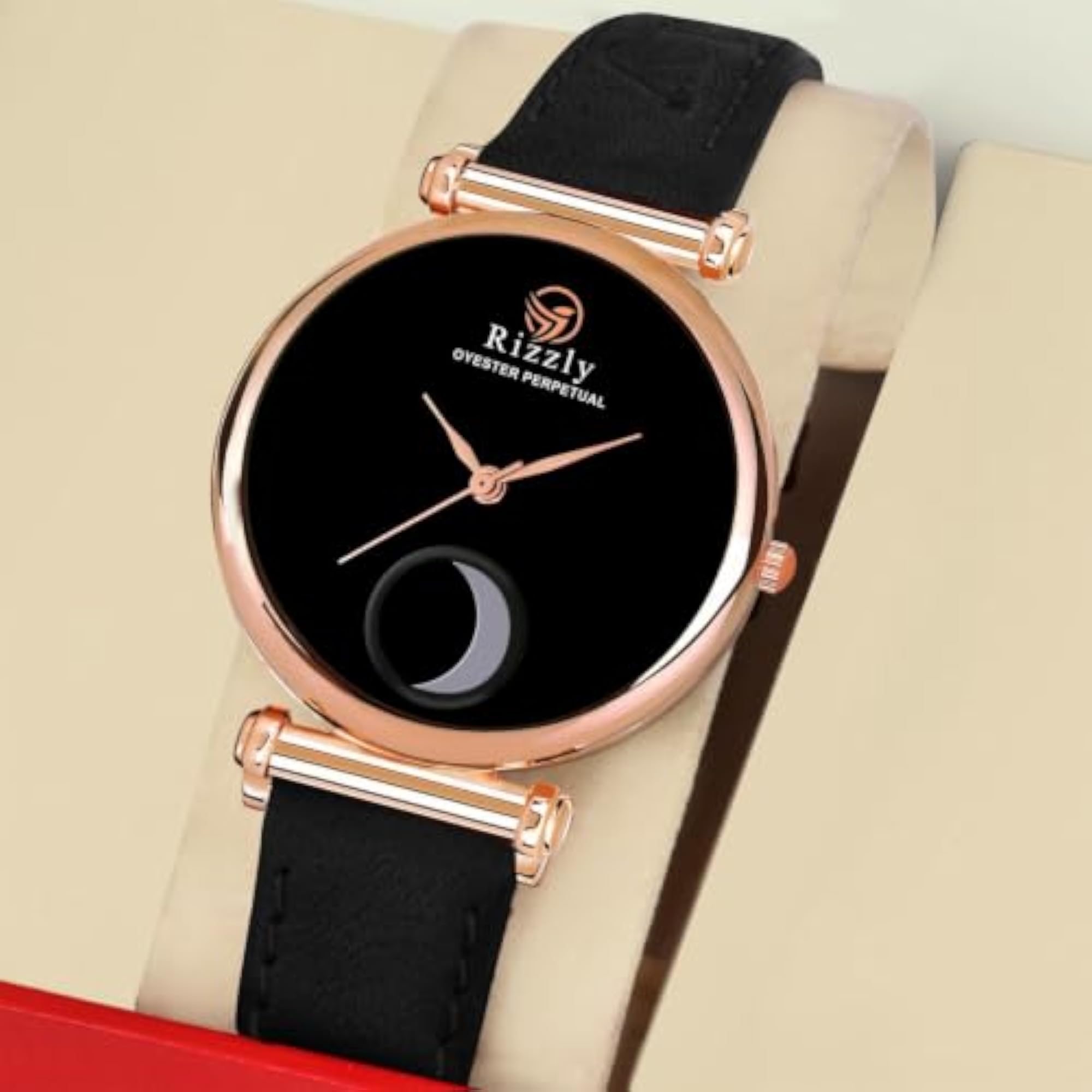 Girls' Stylish Black Moon Analog Watch