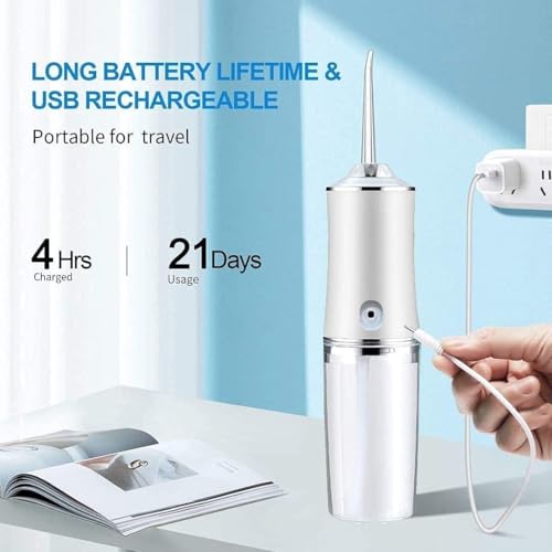 Image of Cordless Oral Irrigator with 3 Modes 4 Jets IPX7 Waterproof Portable & Rechargeable Irrigation Cleaner with 220ml Detachable Water Tank for Teeth Cleaning (Multi color)