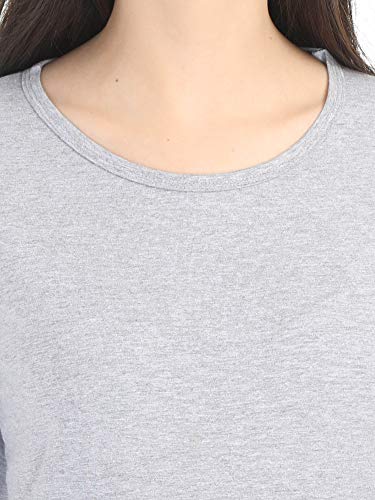Image of FLEXIMAA Women's Cotton Plain Round Neck Full Sleeve T-Shirt