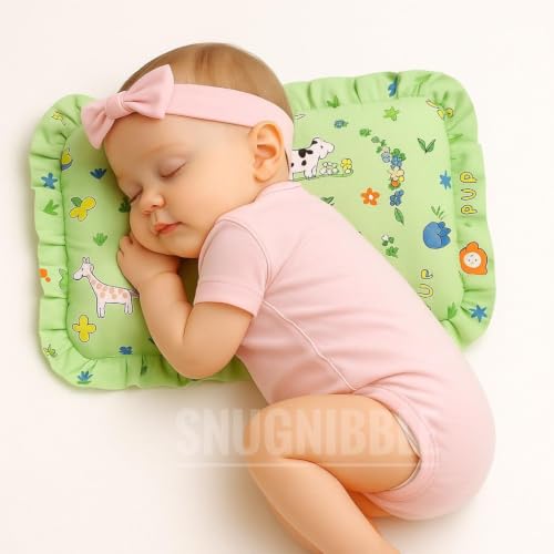 Image of Baby Pillow Jungle Print Cotton Pillow with Mustard Seed Filling (Green)