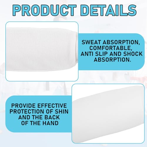 Cozypower 2 Pairs Shin Instep Guard and Fist Forearm Guards White Foot Protective Gear Protector Hand Padded Arm Sleeves for Sparring Martial Arts Taekwondo MMA Kickboxing Muay Thai (Medium)