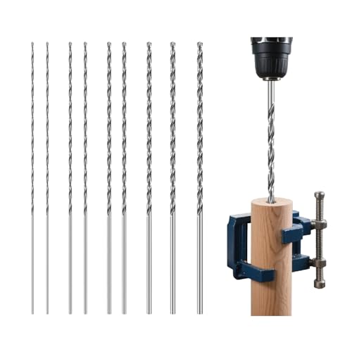 YIJIZE Mèches à Bois Hélicoïdale, Longueur 160mm, Diamètre 1.5mm 2mm 2.5mm 3mm, 3.2mm, 3.5mm, 9pcs HSS Drill Bits, pour Bois Plastique