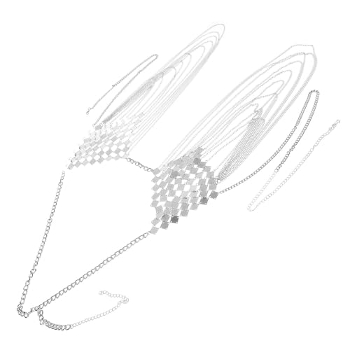 HEMOTON Cadena Corporal para Sujetador Borlas Plateadas de Hierro Hipoalergénico Accesorio para Bikini y Tirantes de Sujetador Joyería Corporal Femenina para Ocasiones y Playa