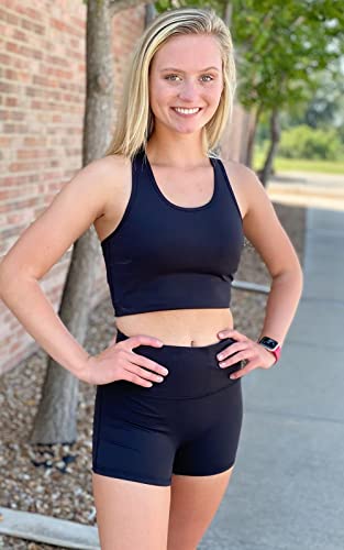 Sundwudu 2 Pack Workout Shorts Women - 3” Soft Spandex Biker Shorts High Waist- Summer Booty Shorts For Dance, Yoga, Running, Athletic, Volleyball (Black,Black) #TOP1